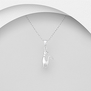 Sterling silver cat clearance pendant